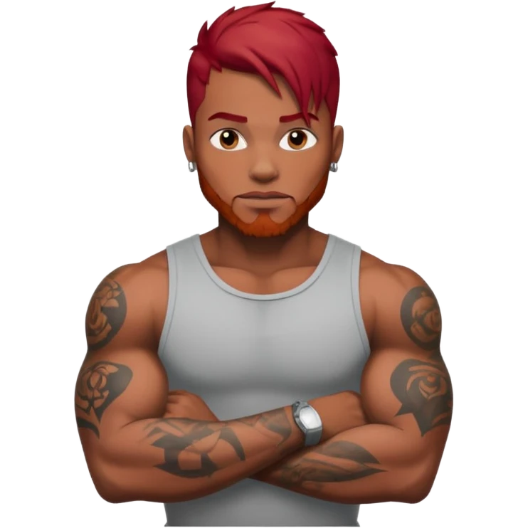 black man with red hair and tattoos emoji
