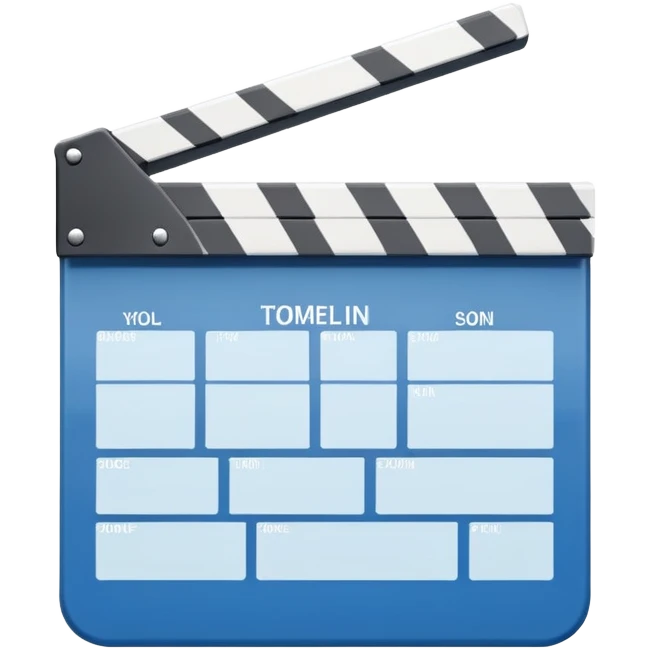 basic movie slate in blue and white, clean lines and simple design emoji