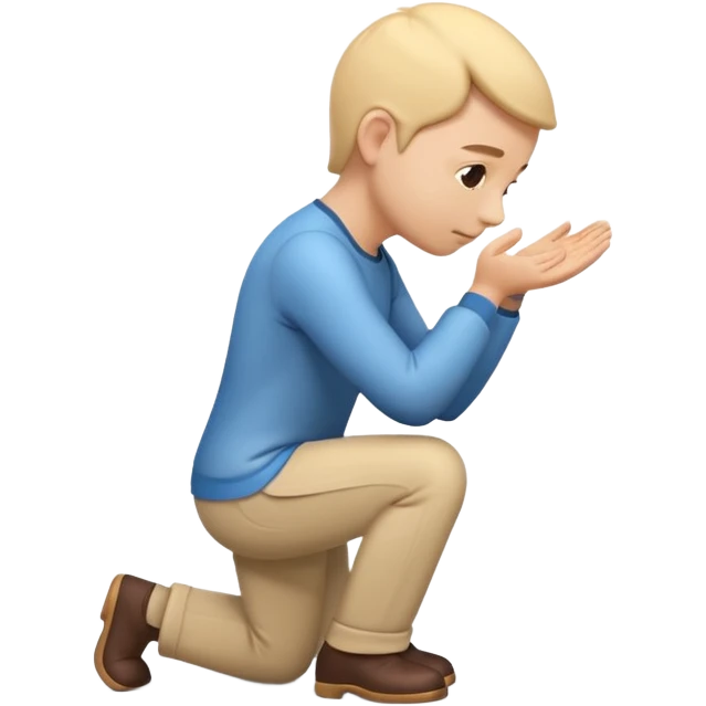 3D emoji style person bowing, respectful angle, centered, soft shadow, white background. emoji