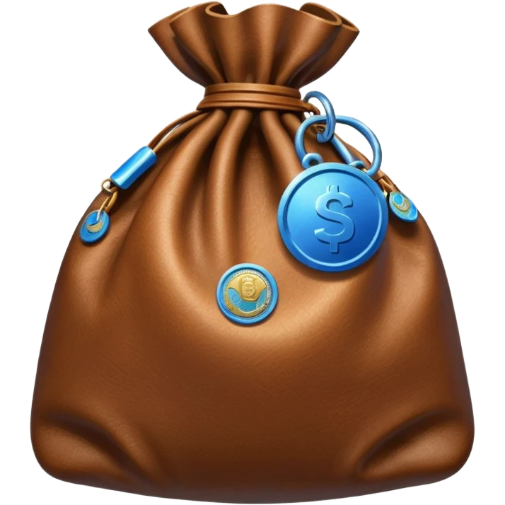 brown money bag with a blue coin  emoji
