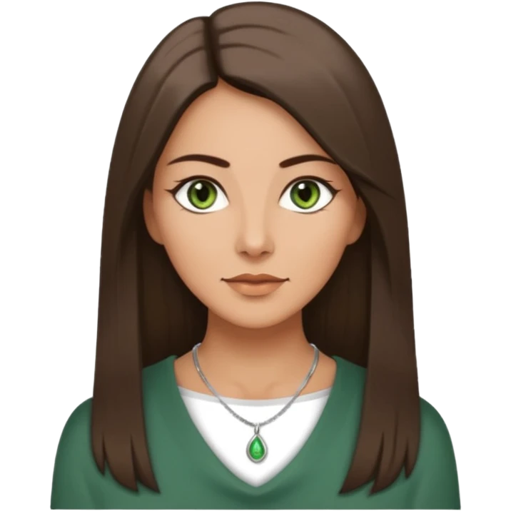 Pretty middle age woman with green eyes and long straight Ash-brown hair  emoji