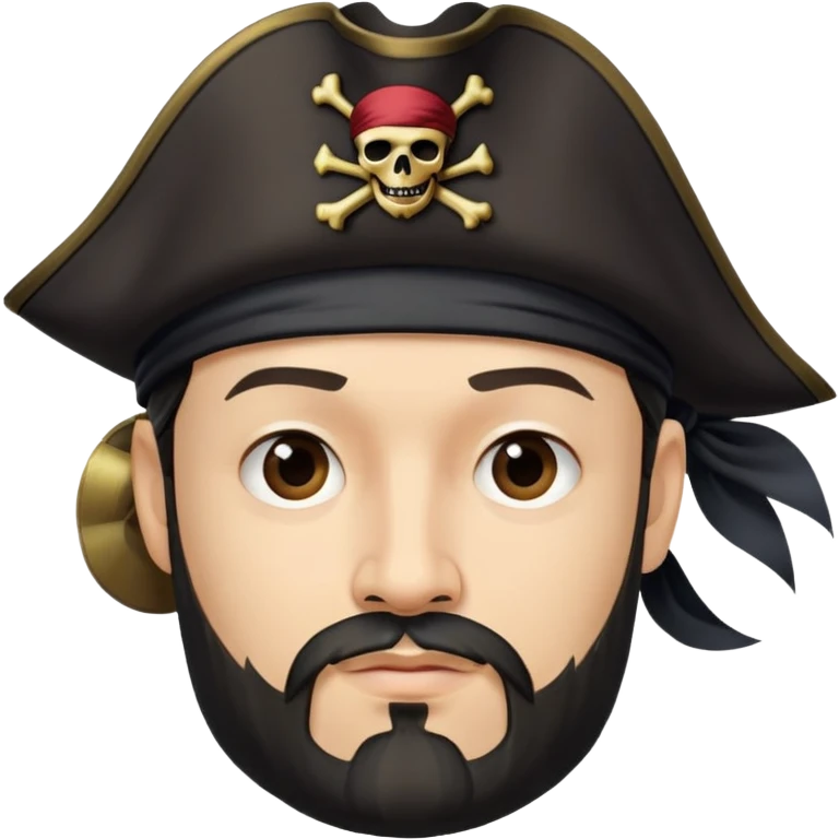 "- Nam
- 35 tuổi
- Da trắng
- Râu quai nón
-  Cướp biển caribe
- đội mũ cướp biển màu đen emoji