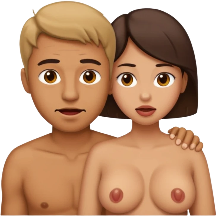 Homem com a boca nos peitos de uma mulher  emoji