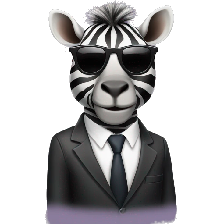 zebra in a suit with sunglasses emoji