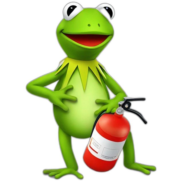 kermit frog holding fire extinguisher emoji