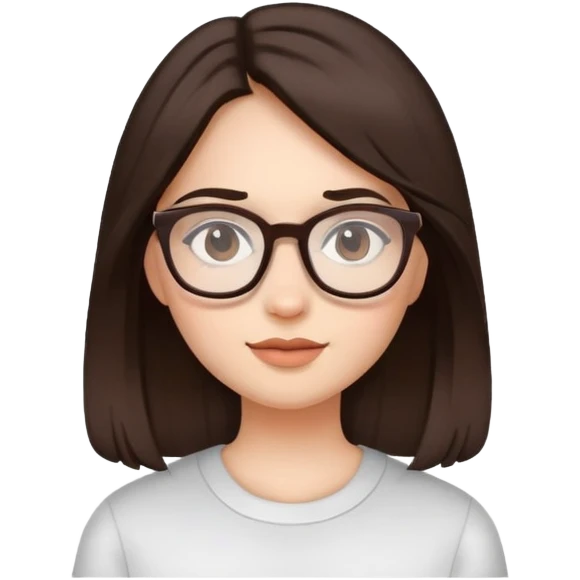 brown dark hair girl with glasses beautiful  emoji