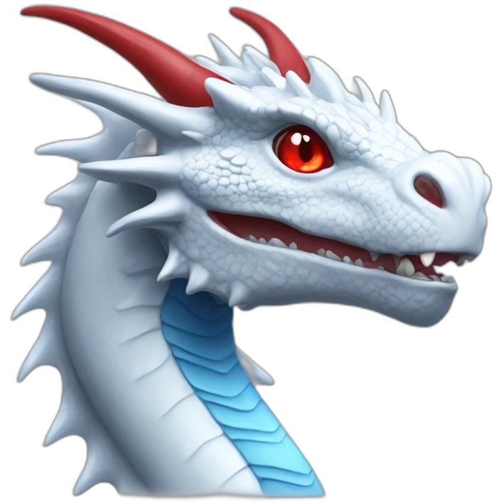White dragon with red eyes and blue tongue emoji