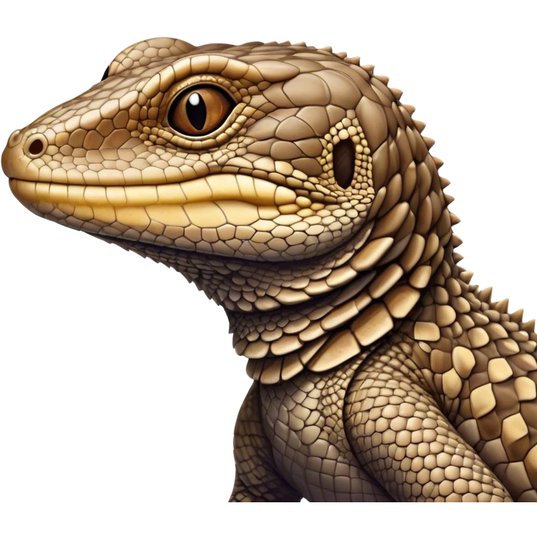 Meme-Worthy cute Sleeping brown camo spotted monitor Lizard Portrait Emoji, Head resting peacefully with a contented smile, showcasing intricately patterned scales and eyes gently closed in serene slumber, Simplified yet comically adorable features, highly detailed, glowing with a soft, drowsy earthy light, high shine, relaxed and utterly lovable, stylized with an air of playful laziness, bright and heartwarming, soft glowing outline, capturing the essence of a sleeping reptilian guardian that feels destined to become the next viral icon of adorable rest! emoji