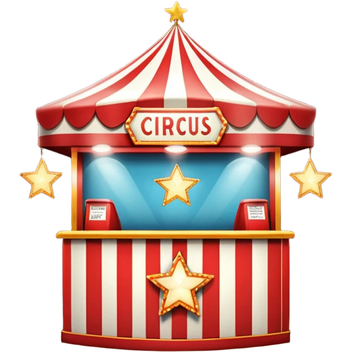 A circus ticket booth with retro lights and star-shaped sign. emoji
