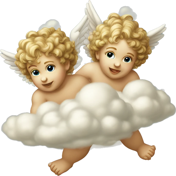 Twin cherubs on clouds Renaissance  emoji