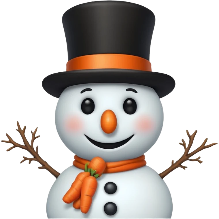 A classic snowman with carrot nose and coal smile. emoji