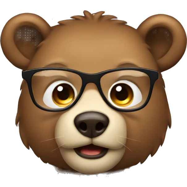 brown bear cub with glasses emoji