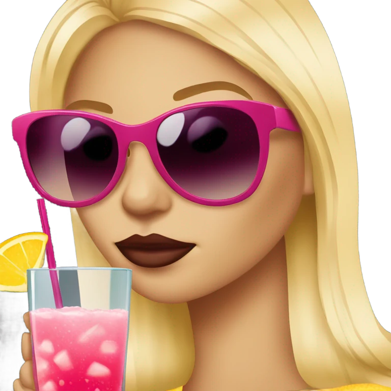Blonde girl wearing sunglasses and sipping a cosmo  emoji