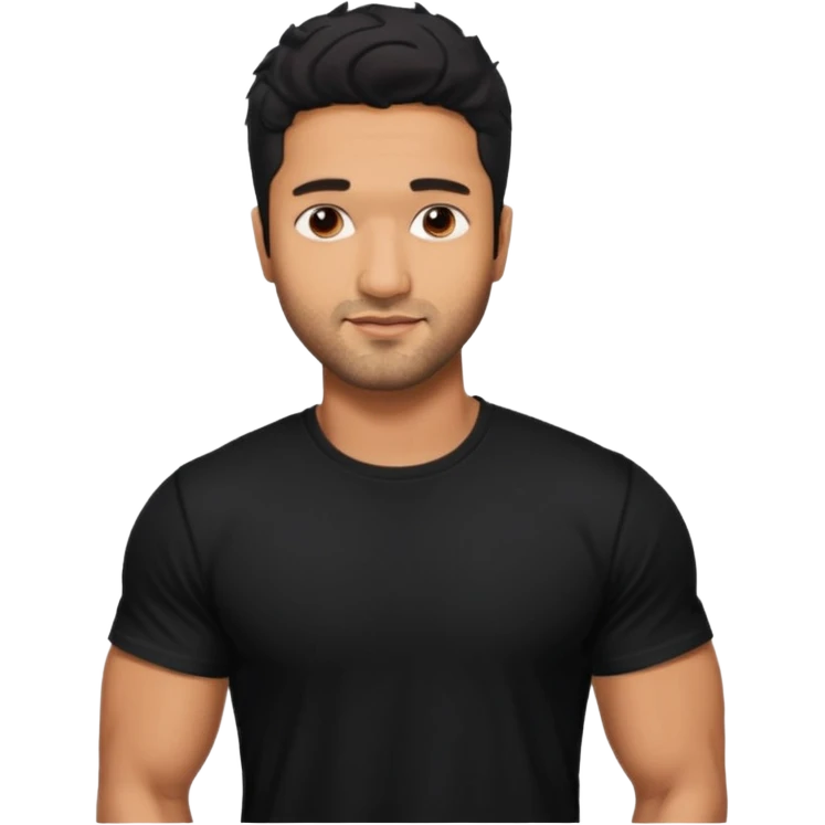 ipretty bratz emoji of vicky kaushal wearing a black tee, muscular emoji