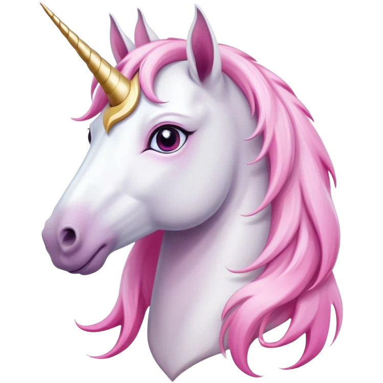 head of an anthropomorphised female unicorn horse, looking straight ahead, standard pose emoji