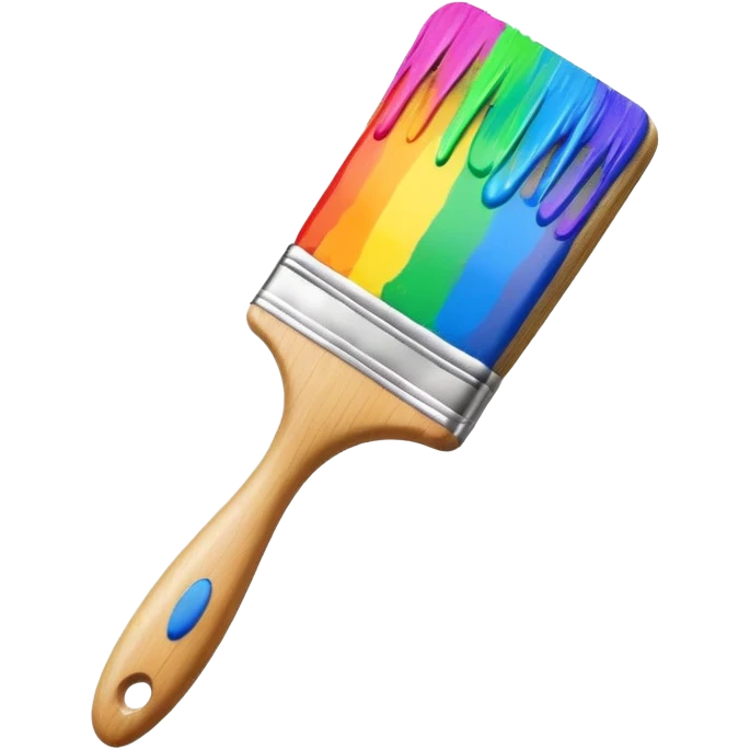 paint brush with raindow paint emoji