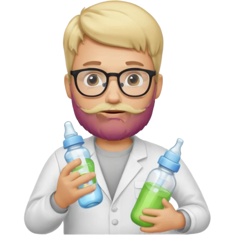 blonde bearded man with glasses with baby bottle emoji