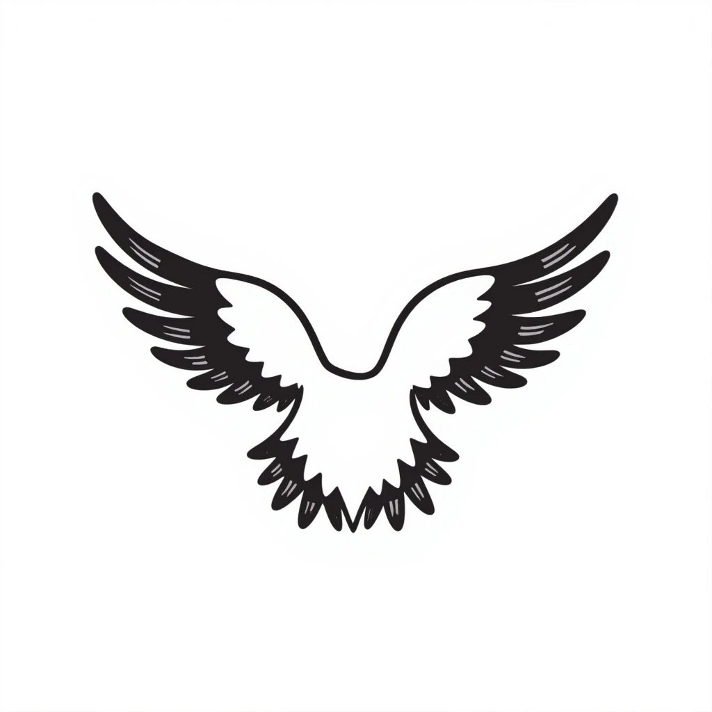 a pair of wings black doodle style emoji