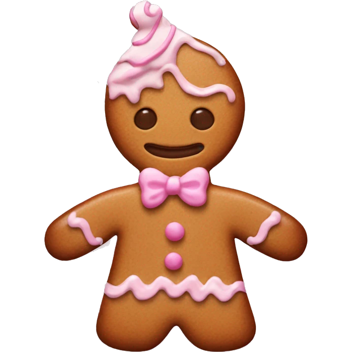 Aesthetic gingerbread man with light pink icing details emoji
