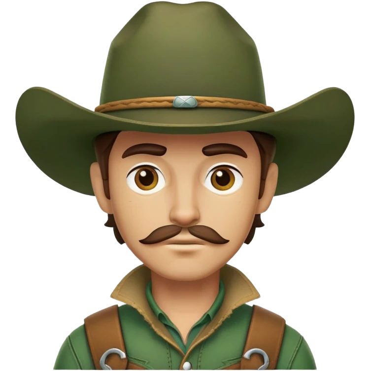 Rugged cowboy character with a forest green cowboy hat emoji