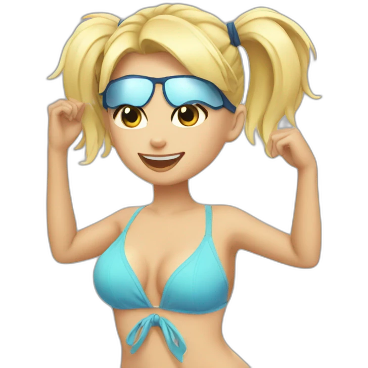 hot catgirl blonde swim suit emoji
