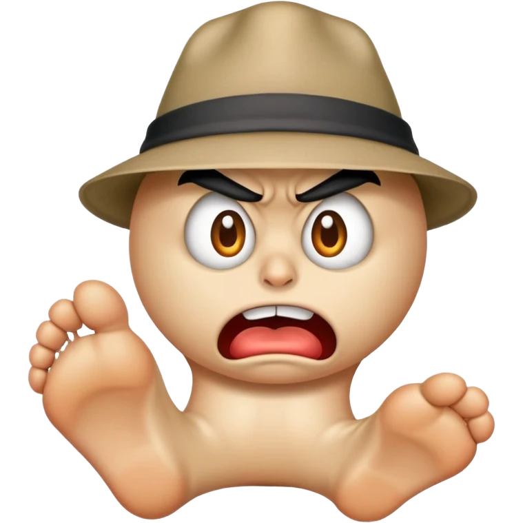Angry foot with a hat emoji