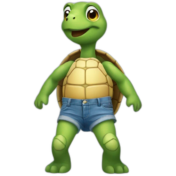 Turtle wearing jean shorts emoji