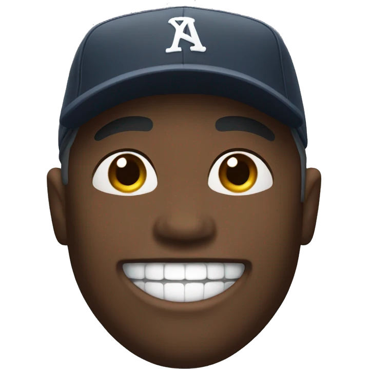 Black man smiling with baseball cap emoji