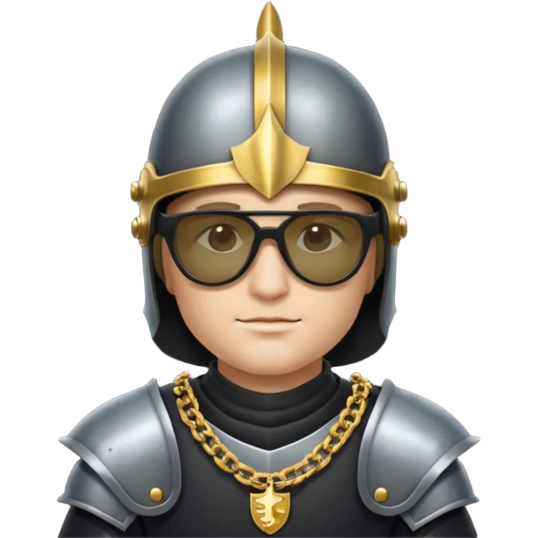 Knight helmet gold chain dark glasses money emoji