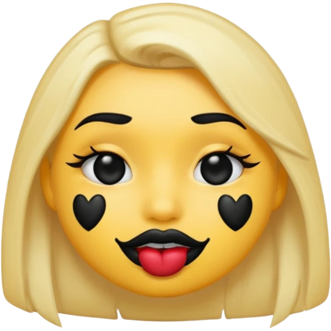 an emoji with black lipstick kiss marks on face emoji