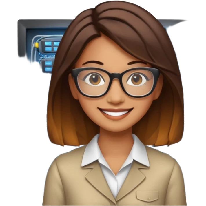 a woman developer in a big mainframe computer emoji