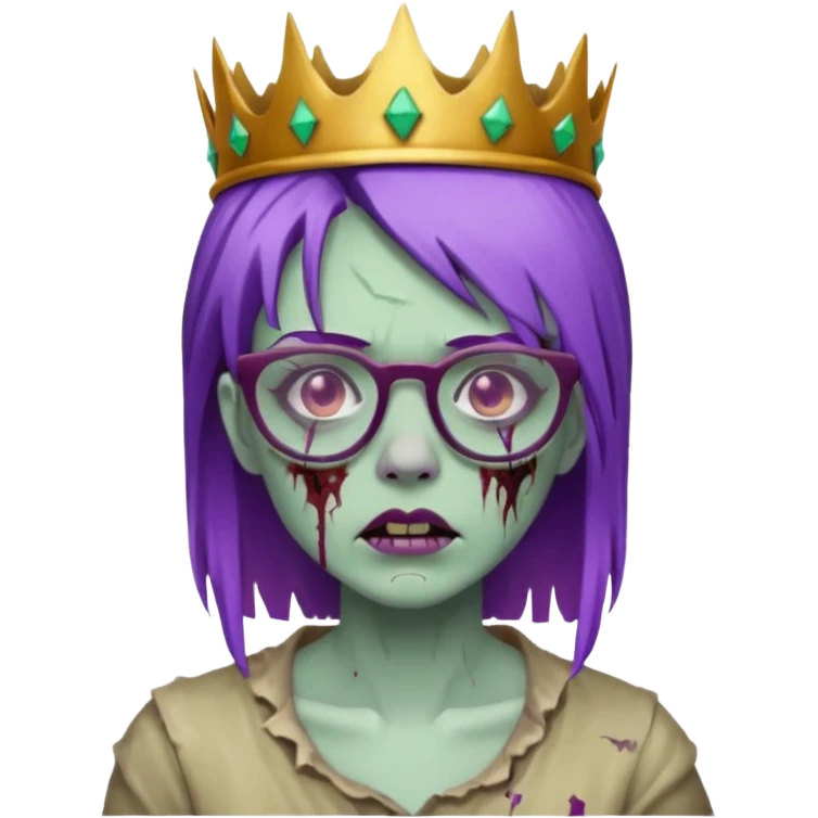 crowned woman zombie with glasses and purple hair  emoji