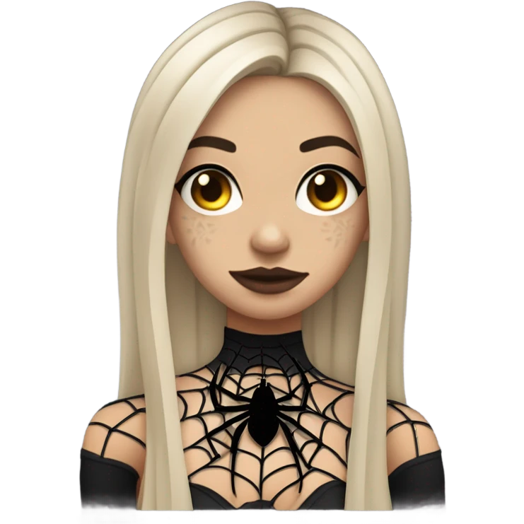 tan goth girl with spiderweb shoulder tattoo and medium length hair emoji