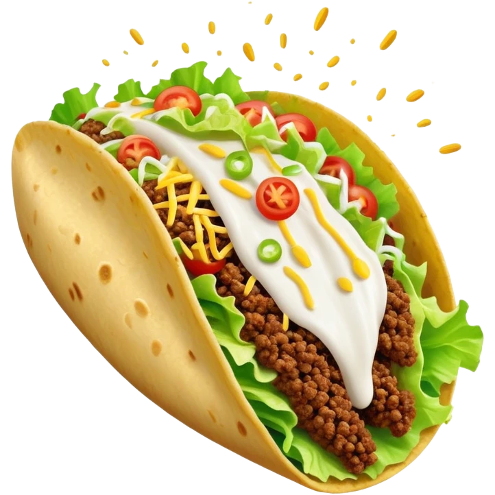 A juicy taco erupting in an explosion of white paint emoji