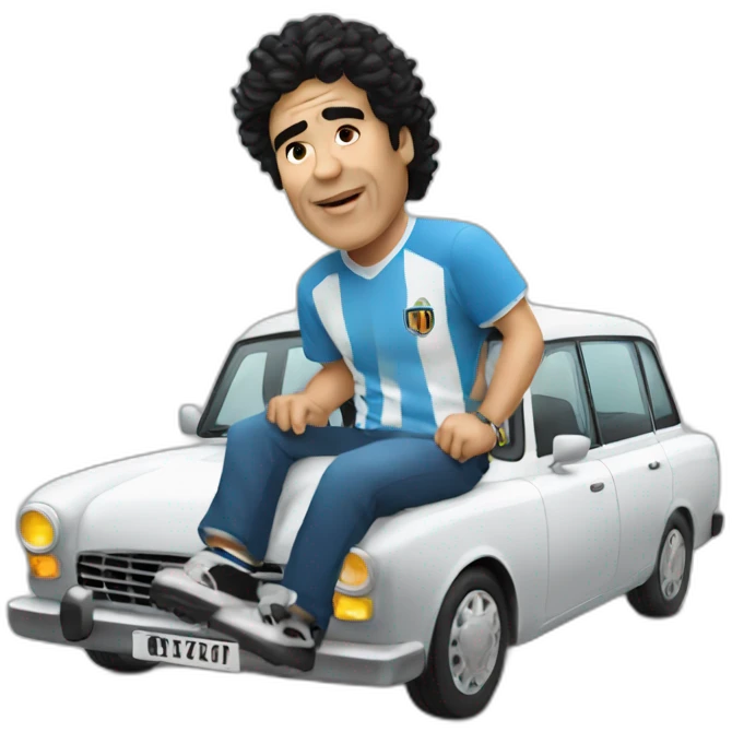 Maradona driving white taxi emoji