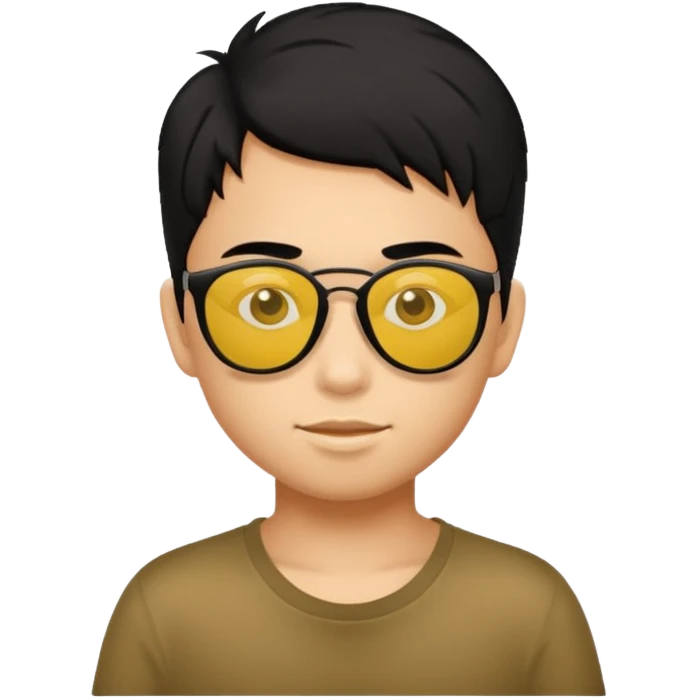 black hair kid with yellow sunglasses emoji