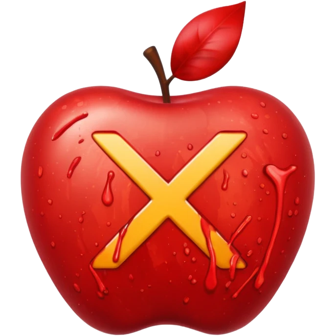 splattered apple with a bold red X symbol over it emoji