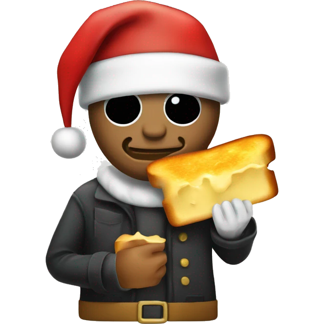 bank robber dressed as santa holding a grilled cheese  emoji