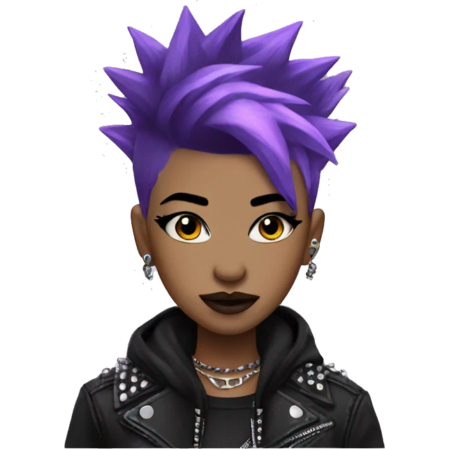 punk girl sparkly purple hair black makeup spiky clothes emoji