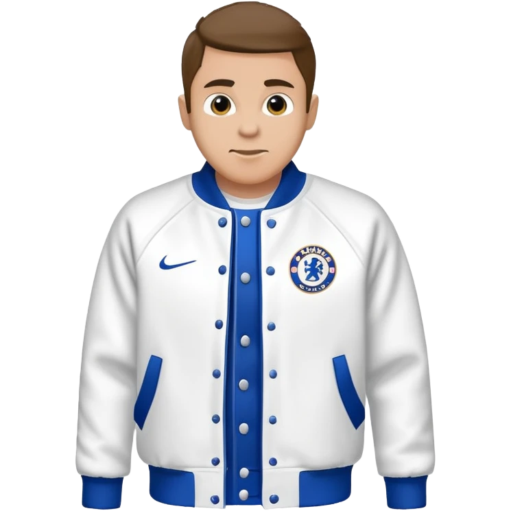 a blue baseball jacket with white sleeves piece of clothes item only
In Chelsea FC theme emoji