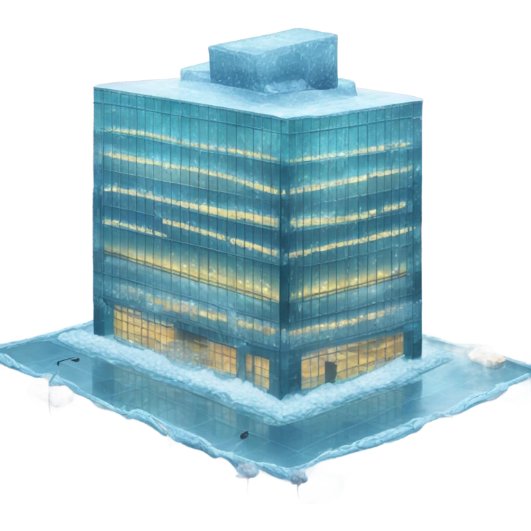 Office building covered in ice in san francisco emoji
