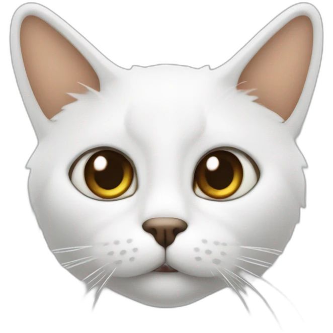 Chat blanc aux poils mis long, aux yeux verts, avec bout des oreilles à taches marron emoji