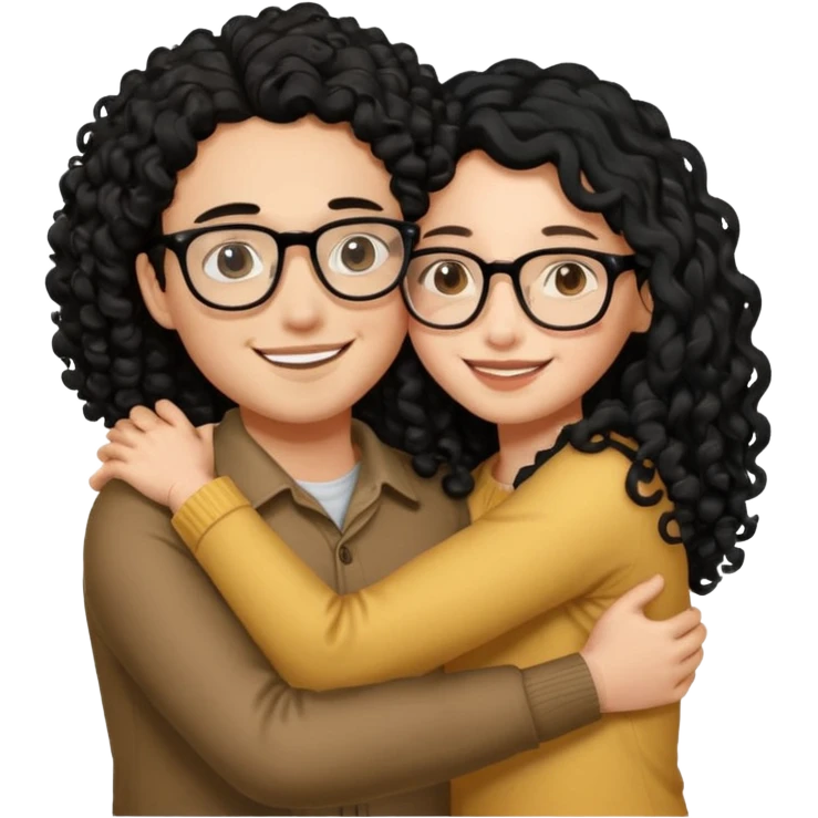 ok use the first photo on last row u sent but make me look 18 and long black curly hair and glasses make us hug each other emoji