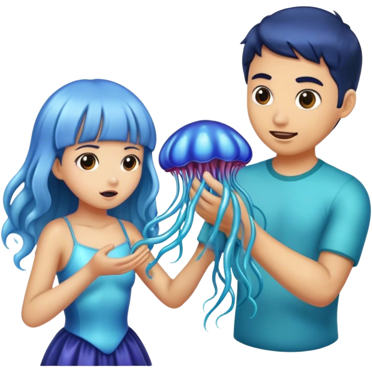 Portuguese man of war stinging a girl on hand emoji