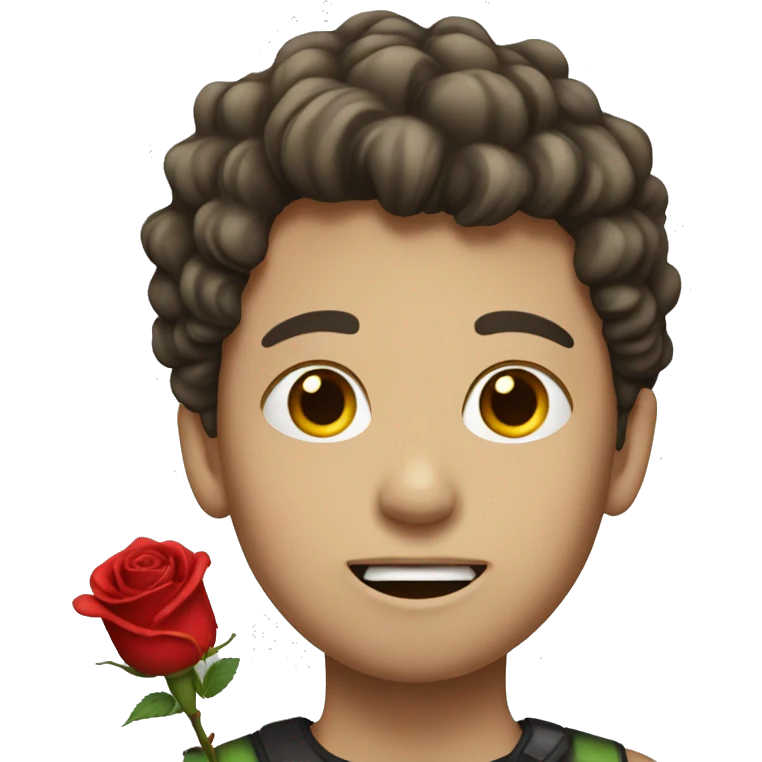 A white boy with a rose in his mouth emoji