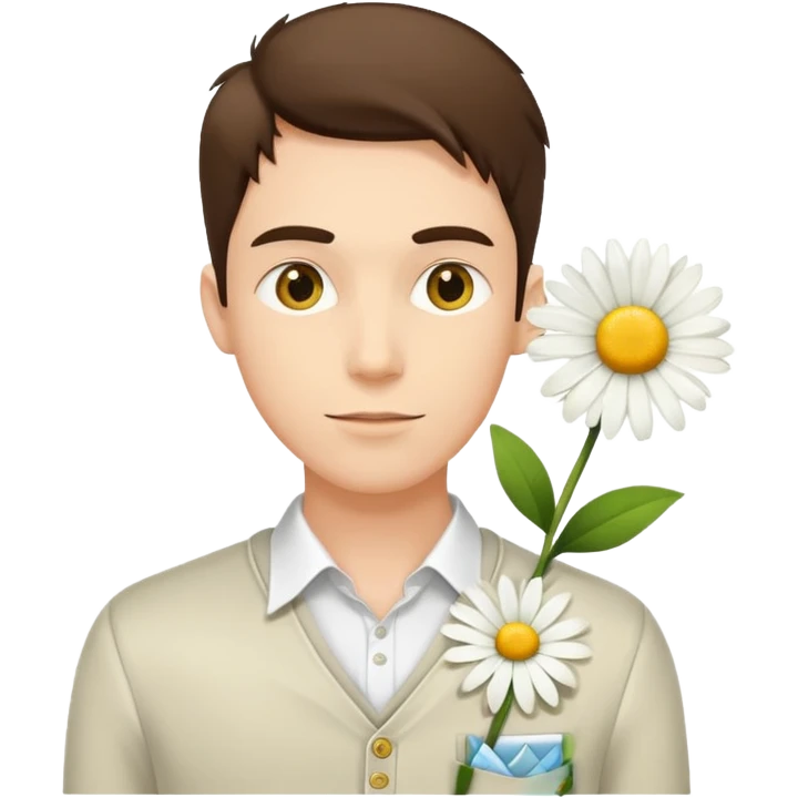 Stylish guy with single daisy in pocket emoji