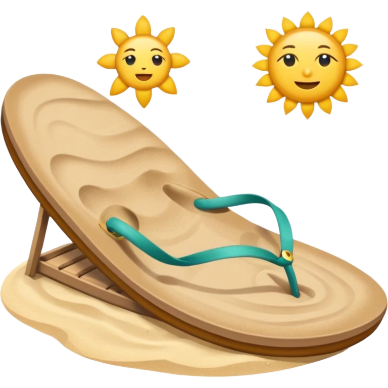 crie uma praia com guarda-sol, tanga na areia e chinelo ao lado emoji