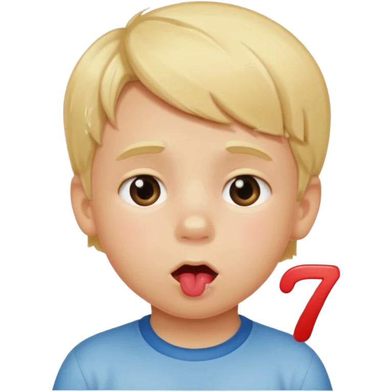 Blonde kid drooling with numbers 67 next to him  emoji