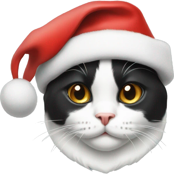 Tuxedo cat with Santa hat emoji