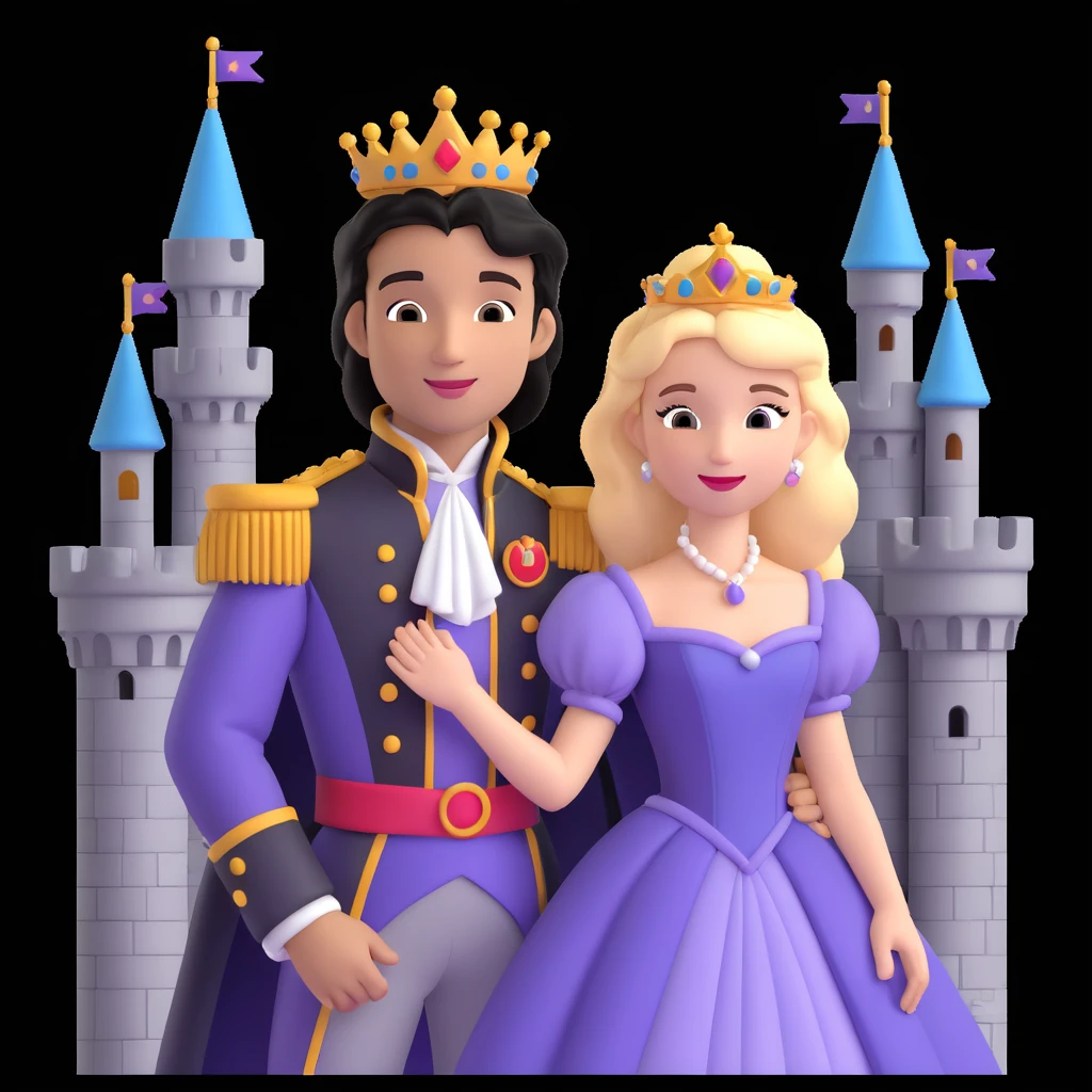 prince and princess disny dress close up photo in castle emoji